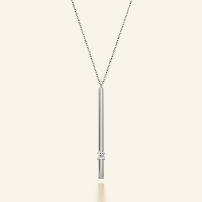 Vertical Diamond Bar 14k Solid Gold Minimalist Necklace