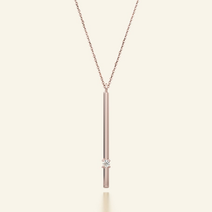 Vertical Diamond Bar 14k Solid Gold Minimalist Necklace