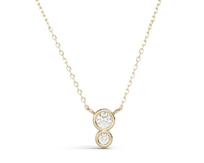 14k Gold Two Diamond Solitaire Necklace