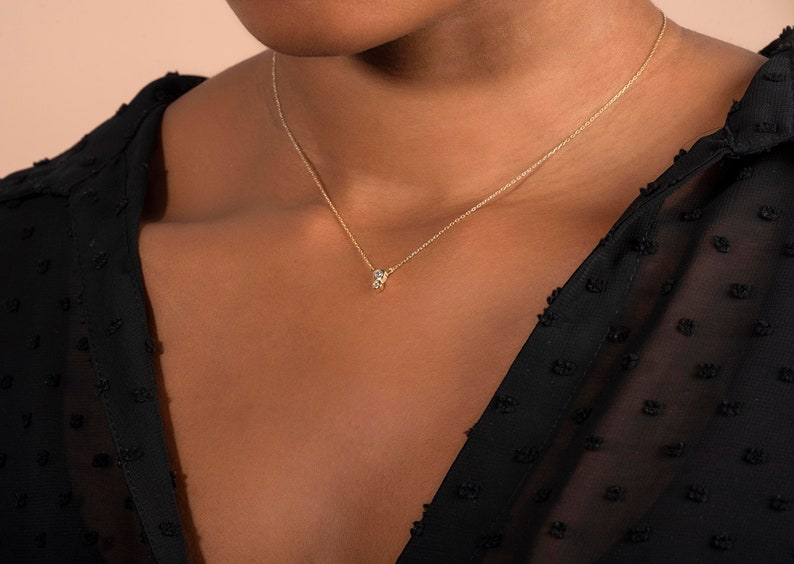 14k Gold Two Diamond Solitaire Necklace