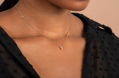 14k Gold Two Diamond Solitaire Necklace