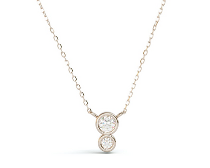 14k Gold Two Diamond Solitaire Necklace