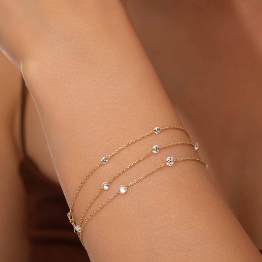 14K Solid Gold Diamond Invisible Minimalist Bracelet