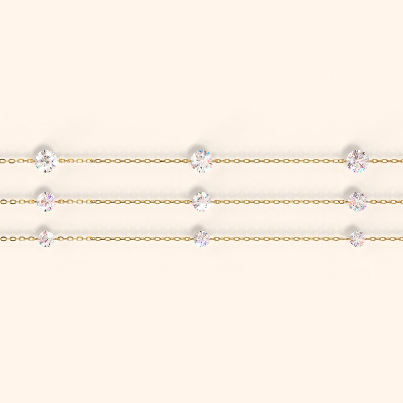 14K Solid Gold Diamond Invisible Minimalist Bracelet