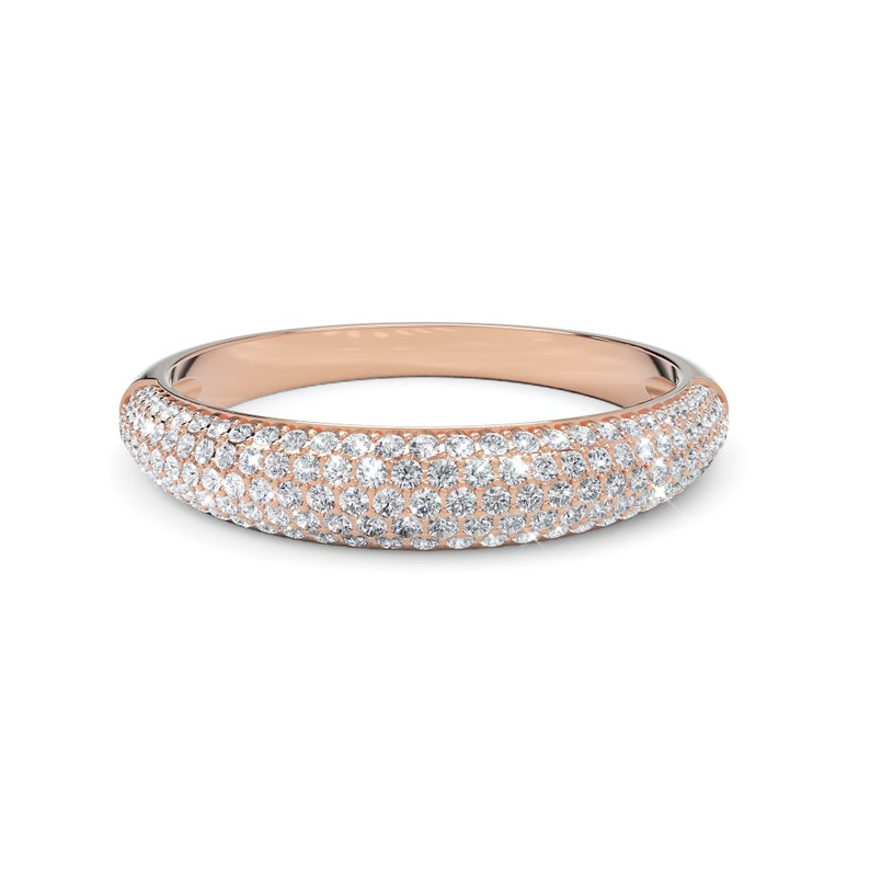 Pave Diamond Dome 14k Solid Gold Ring