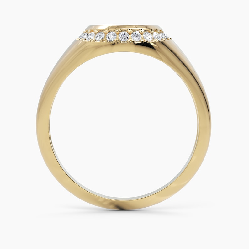 14K Personalized Engraved Gold Diamond Signet Ring