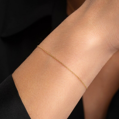 14K Solid Gold Link Everyday Chain Bracelet