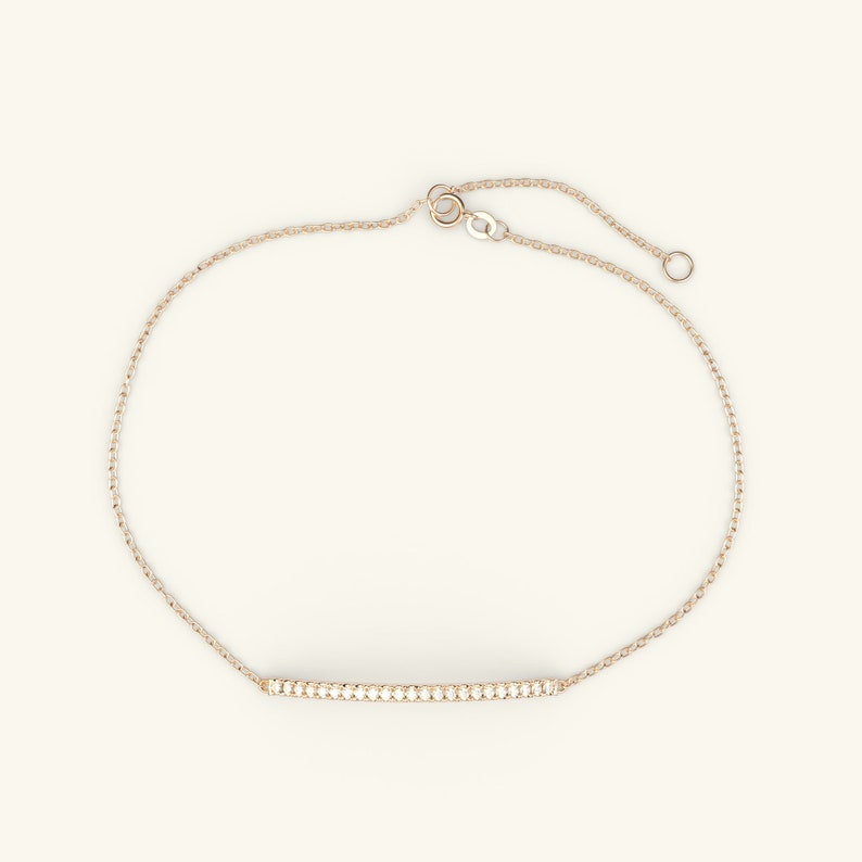 Diamond Bar 14k Solid Gold Line Bracelet