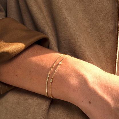 Diamond Bar 14k Solid Gold Line Bracelet