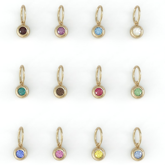 14k Solid Gold Birthstone Gemstones Personalized Pendants