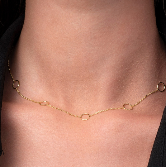 14K Gold Dainty Choker Delicate Chain Necklace