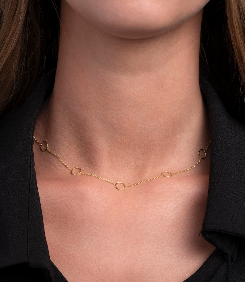 14K Gold Dainty Choker Delicate Chain Necklace