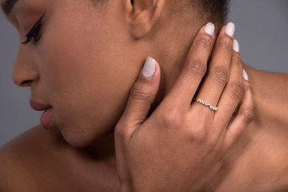 14K Solid Gold Dainty Diamond Cluster Ring