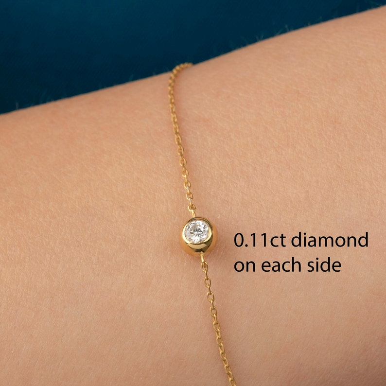 14k Gold Bezel Two-Sided Diamond Bracelet for Women