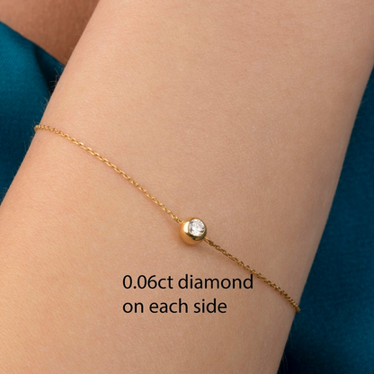 14k Gold Bezel Two-Sided Diamond Bracelet for Women