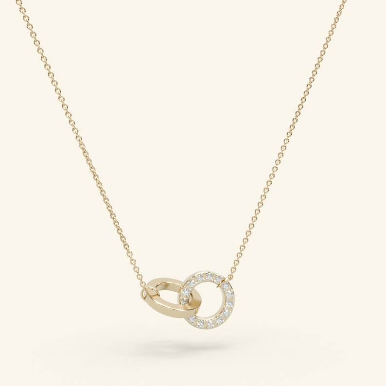 Interlocking Dainty Diamond Double Circle Necklace