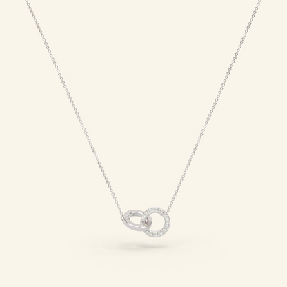 Interlocking Dainty Diamond Double Circle Necklace