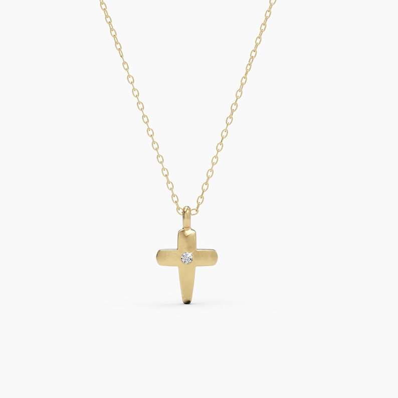 14k Gold Cross Layering Pendant Diamond Necklace