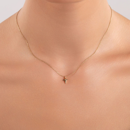 14k Gold Cross Layering Pendant Diamond Necklace