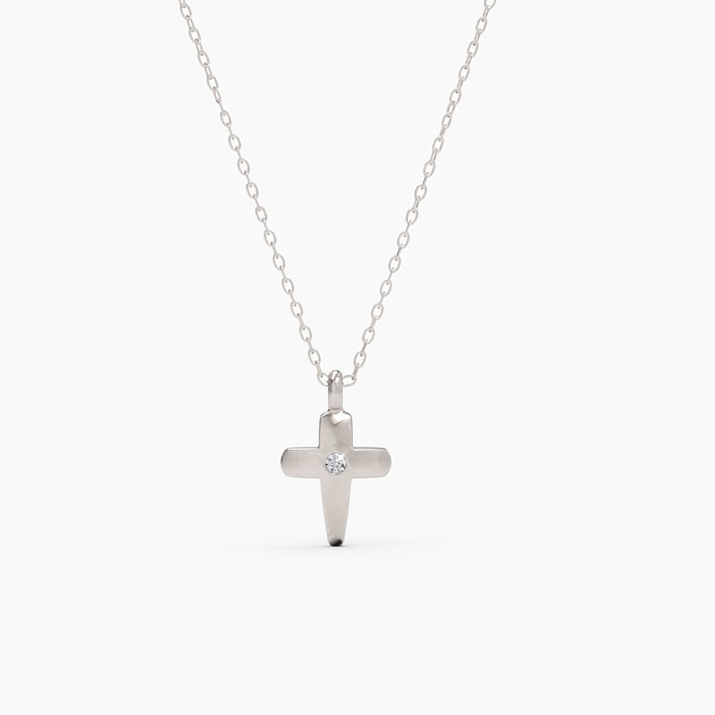 14k Gold Cross Layering Pendant Diamond Necklace