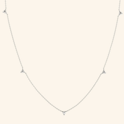 14k Real Solid Gold Jewelry Diamond Station Necklace