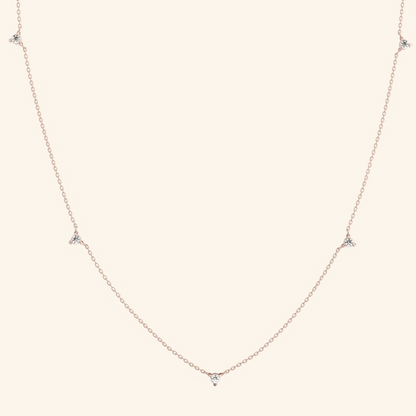 14k Real Solid Gold Jewelry Diamond Station Necklace