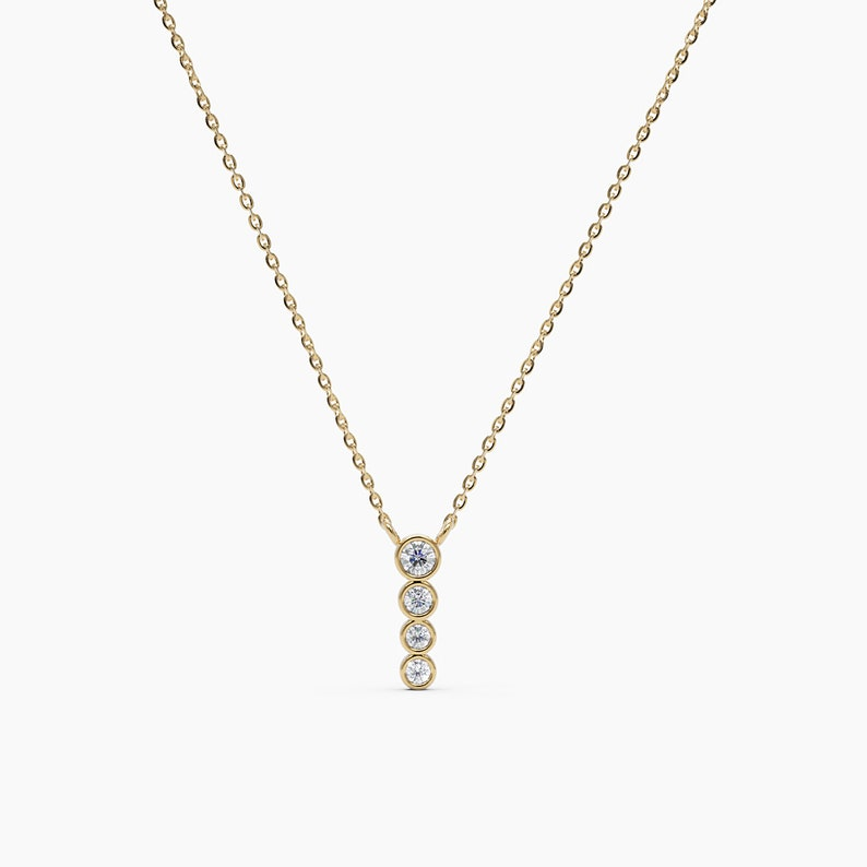 14k Diamond Solid Gold Minimalist Dainty Necklace