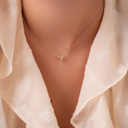 Pave Heart Delicate Small Layered Everyday Necklace