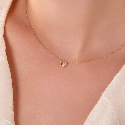 Pave Heart Delicate Small Layered Everyday Necklace