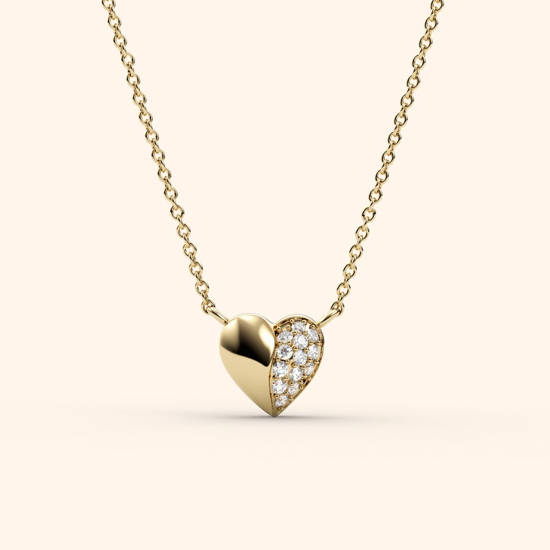 Pave Heart Delicate Small Layered Everyday Necklace