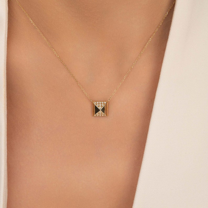 Pyramid Diamond Minimalist Geometric Pendant Necklace