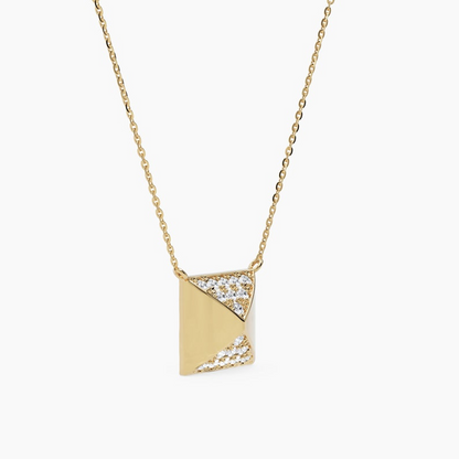 Pyramid Diamond Minimalist Geometric Pendant Necklace