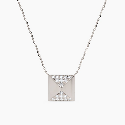 Pyramid Diamond Minimalist Geometric Pendant Necklace