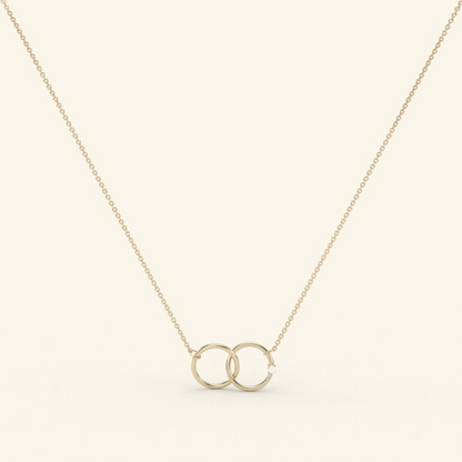 14k Interlocking Double Circle Diamond Necklace