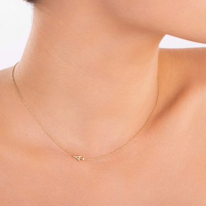 14k Gold Center Diamond Minimalist Name Necklace