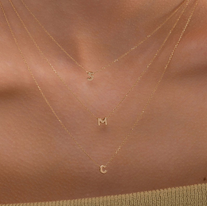 14K Solid Gold Personalized Bubble Letter Necklace