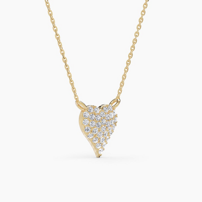 14k Gold Diamond Heart Dainty Love Solid Necklace