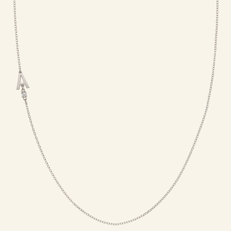 14k Gold Center Diamond Minimalist Name Necklace