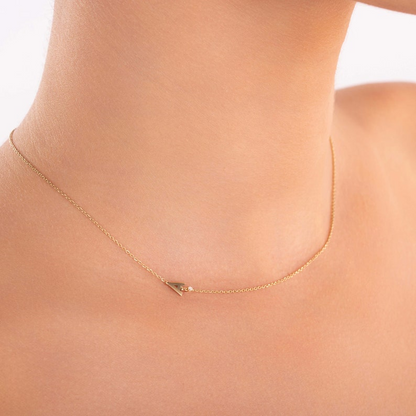 14k Gold Center Diamond Minimalist Name Necklace