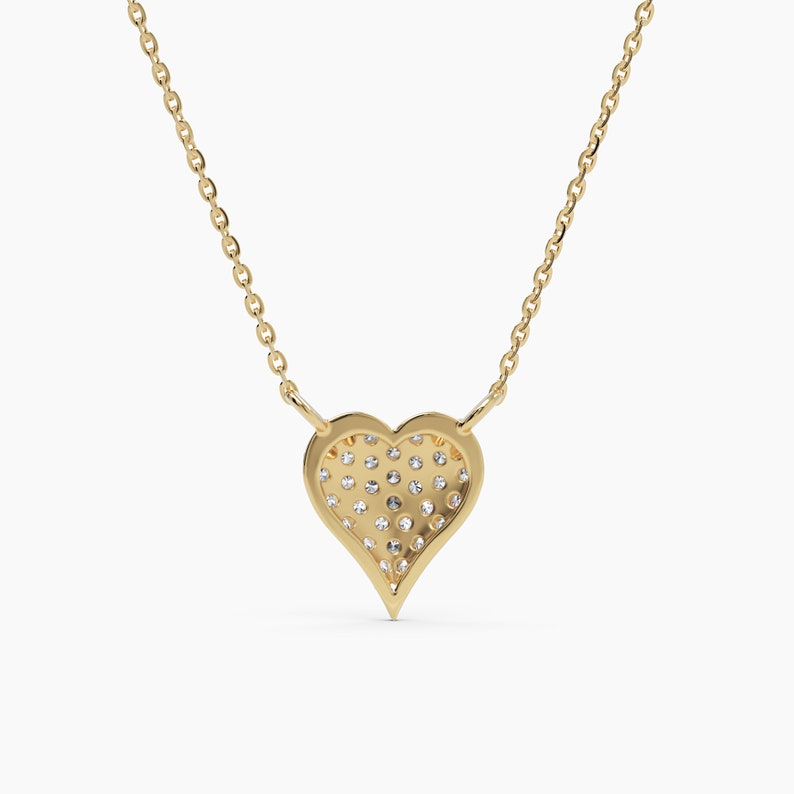 14k Gold Diamond Heart Dainty Love Solid Necklace