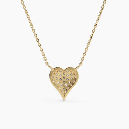 14k Gold Diamond Heart Dainty Love Solid Necklace