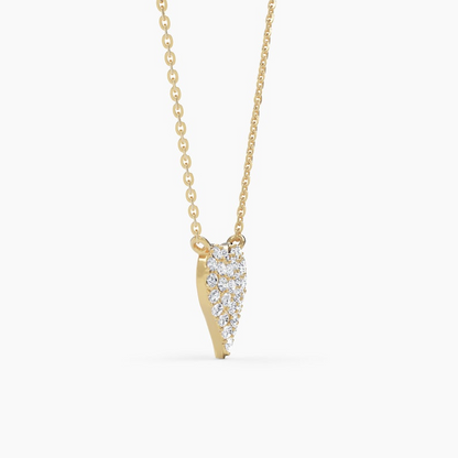 14K Real Diamond Heart Solid Gold Pave Love Necklace