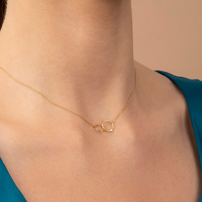 14k Solid Gold Interlocking Circles Diamond Necklace