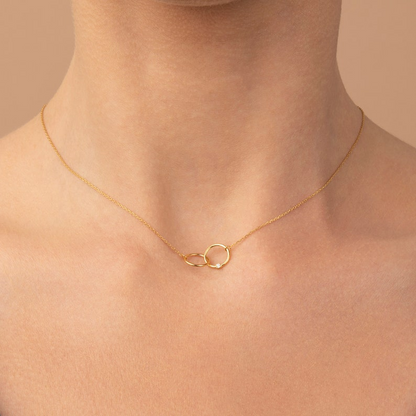 14k Solid Gold Interlocking Circles Diamond Necklace