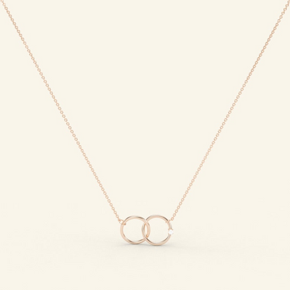 14k Solid Gold Interlocking Circles Diamond Necklace