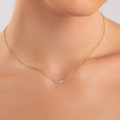 14k Solid Gold Small Bar Diamond Necklace