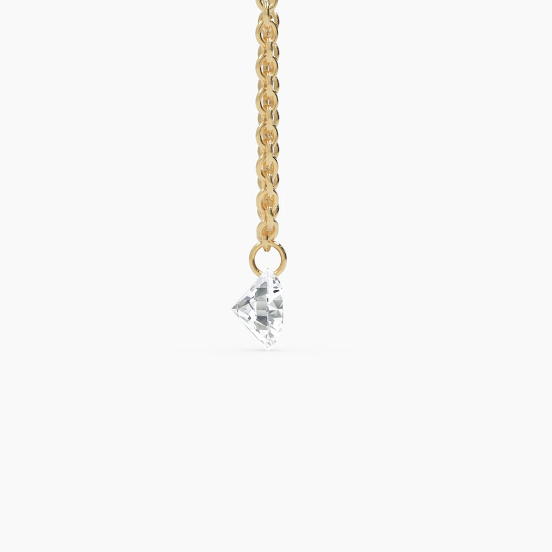 14K Gold Nude Diamond Solitaire Drilled Diamond Necklace