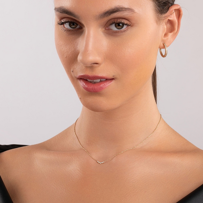 14k Solid Gold Small Bar Diamond Necklace