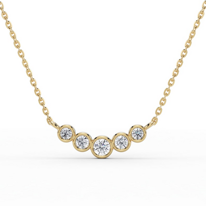 14k Solid Gold Small Bar Diamond Necklace