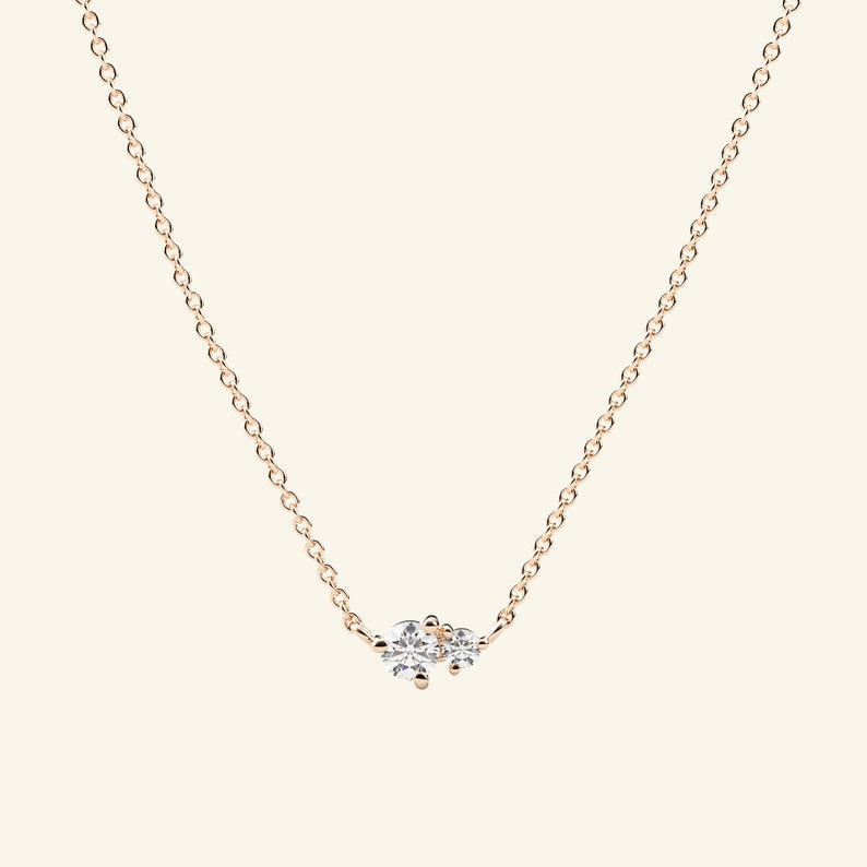 Solitaire Two-Diamond 14K Gold Chain Solitaire Necklace